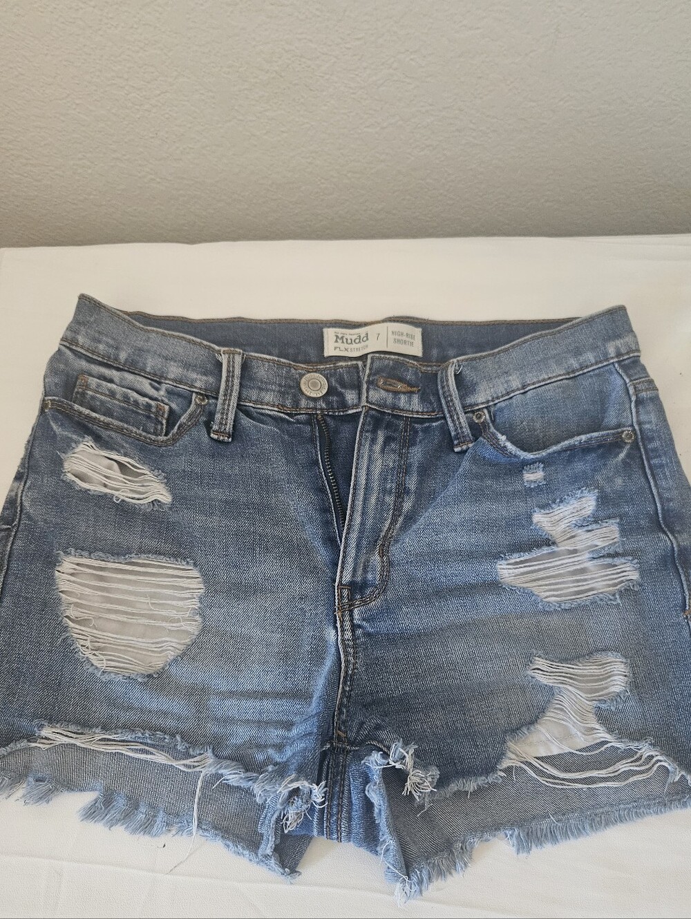 Mudd High-Rise Stretch Shortie Dark Blue Denim Shorts
